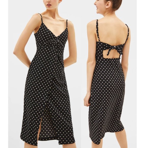 Bershka Dresses & Skirts - Bershka Strappy polka dot dress with knot XS